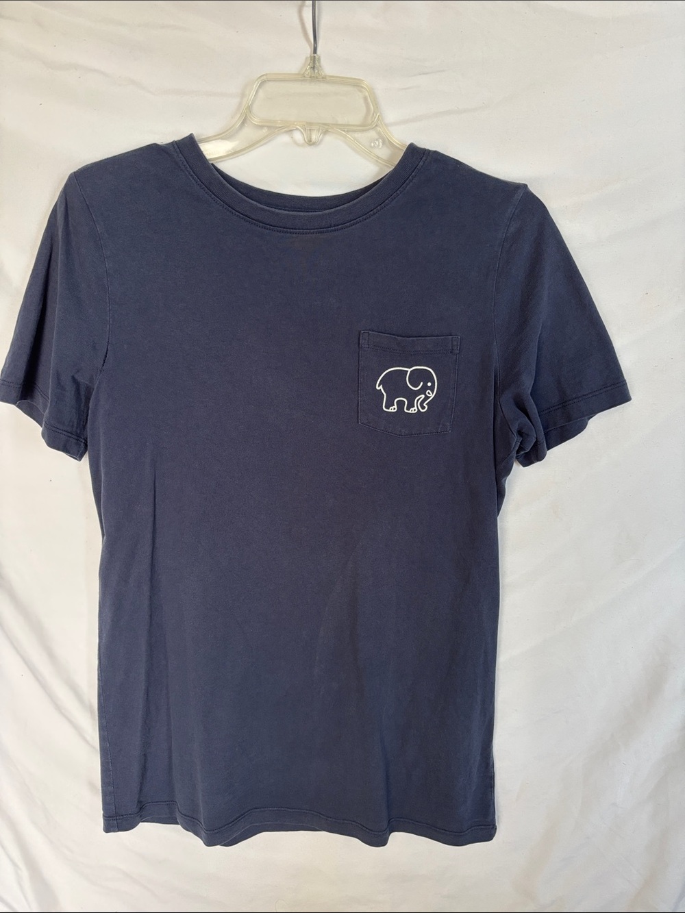 Navy Pocket Tee with White Elephant Graphic